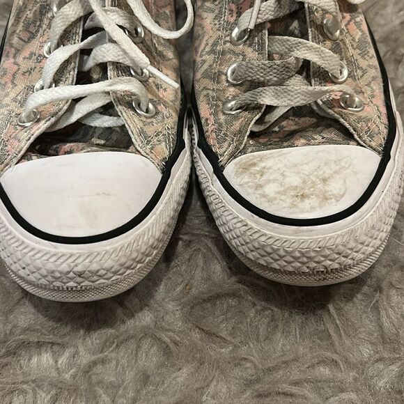 Converse‎ Women's canvas tan and pink snake print high top tennishoes - Picture 2 of 9